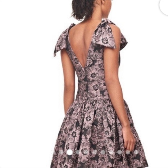 Rebecca Taylor Jacquard Sleeveless Bow Fit & Flare Formal Mini Dress - Picture 1 of 10